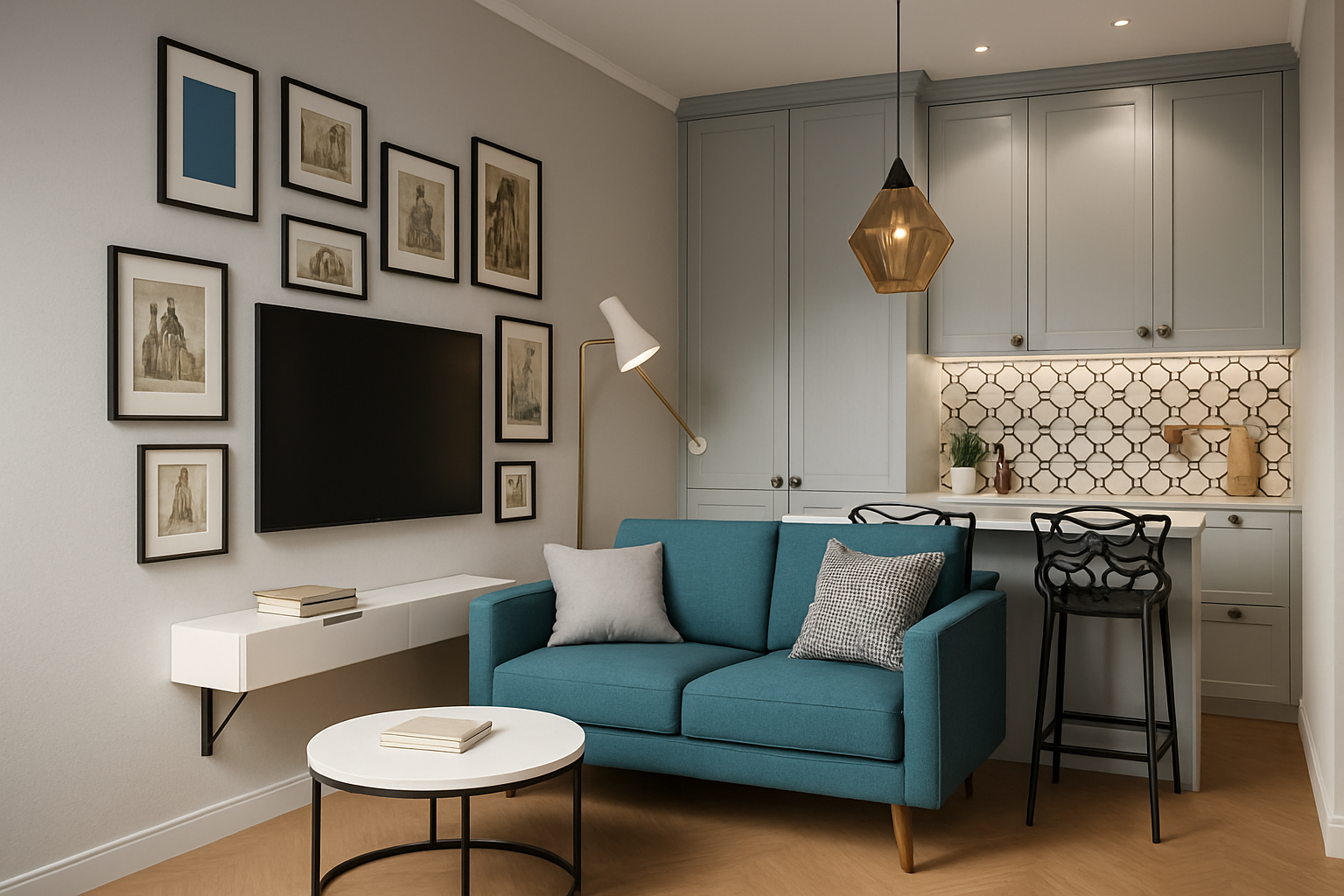 Эффектный и стильный интерьер в рамках крошечного помещения