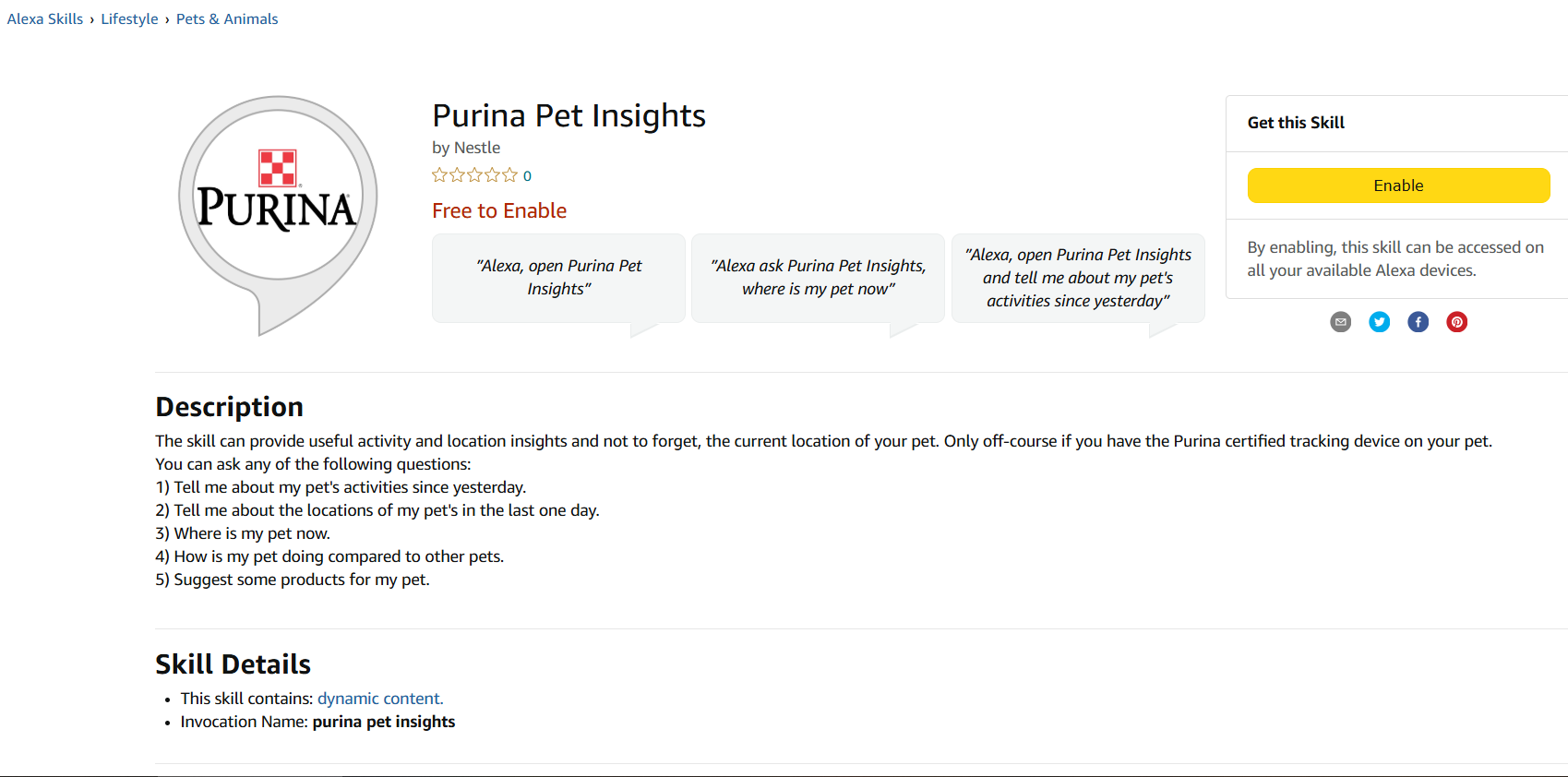 Навык для Amazon Alexa от Nestlé