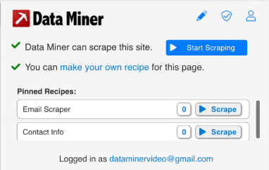 Интерфейс расширения Data Scraper