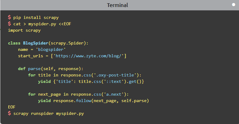 Код из программы Scrapy (Python)