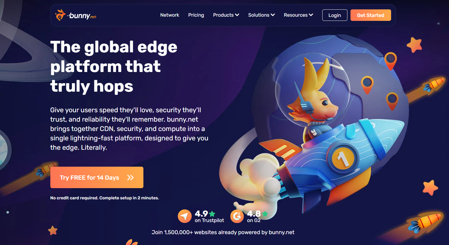 Главная сервиса Bunny.net