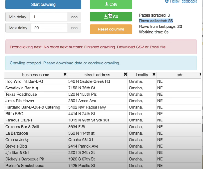 Интерфейс расширения Instant Data Scraper