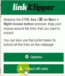 Выпадающее окно Link Klipper