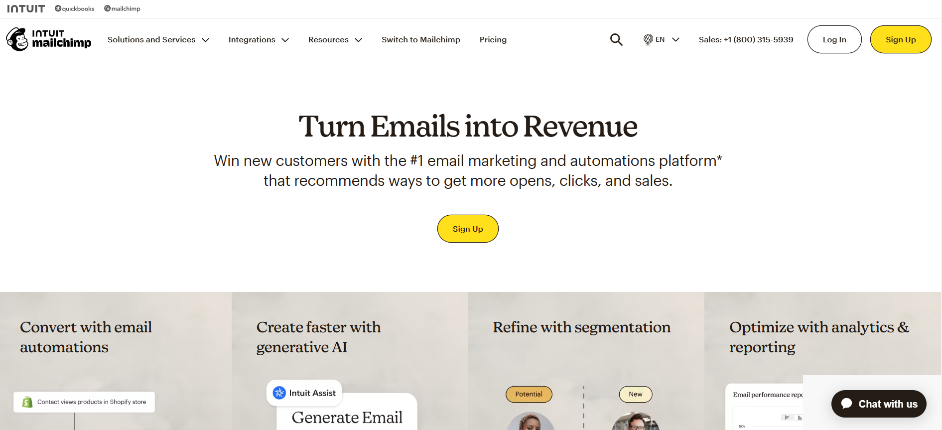 Главная сайта Mailchimp
