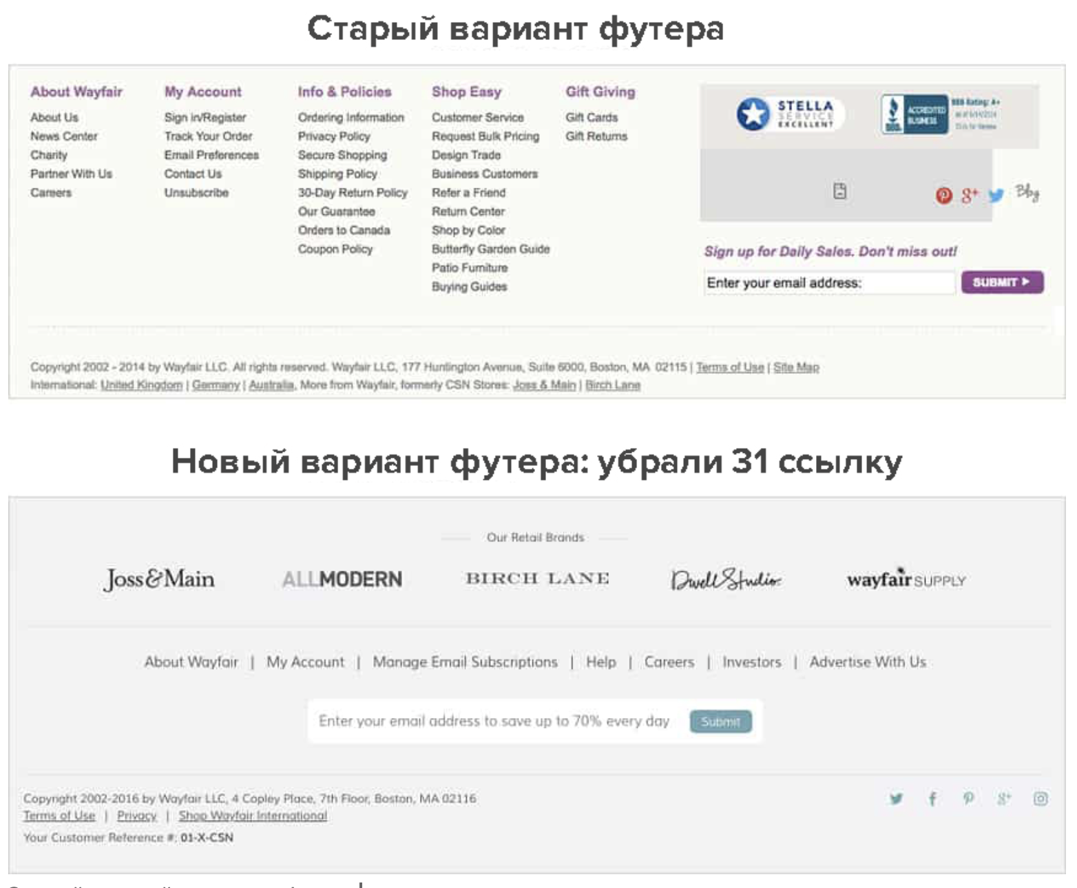 Два варианта футера