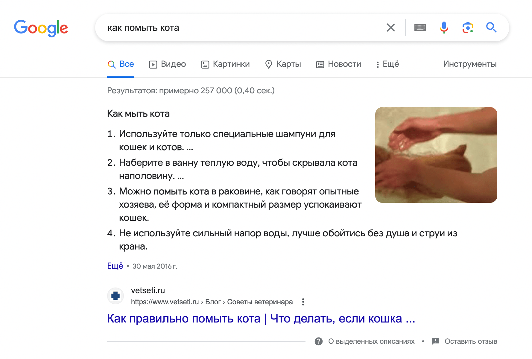 Список в выделенном описании