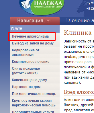 Приоритетная услуга компании в структуре меню
