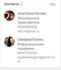 контакты в группе в ВКонтакте