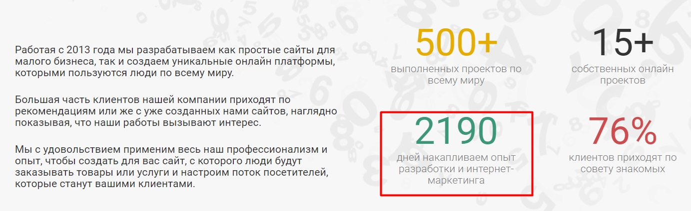 Преимущества компании на сайте