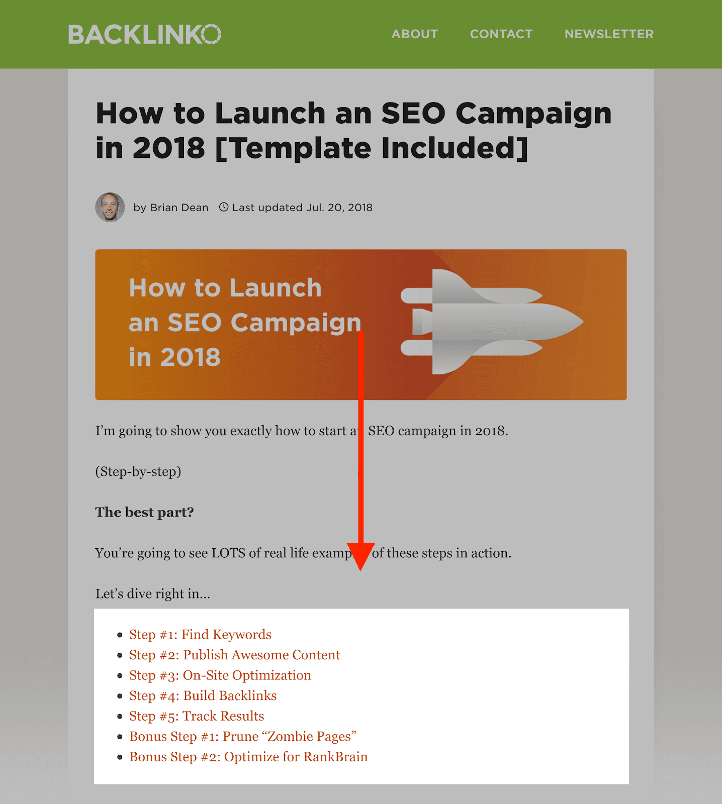 как сделать содержание для статьи