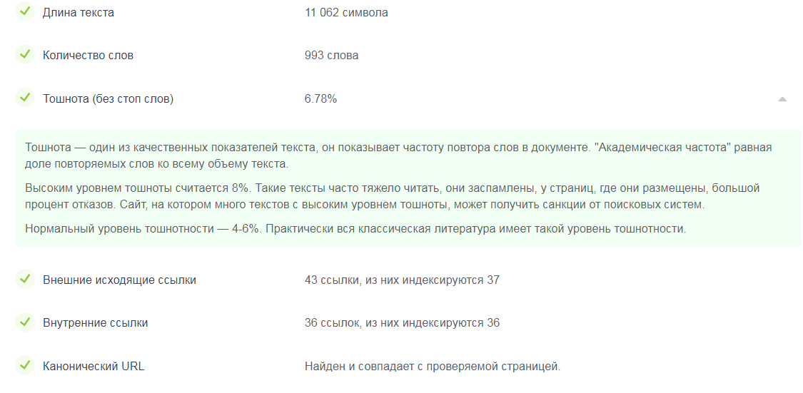 анализ тошноты текста