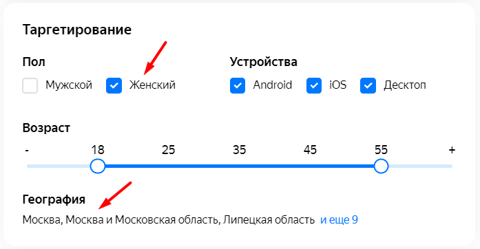 Настройка таргетирования рекламы