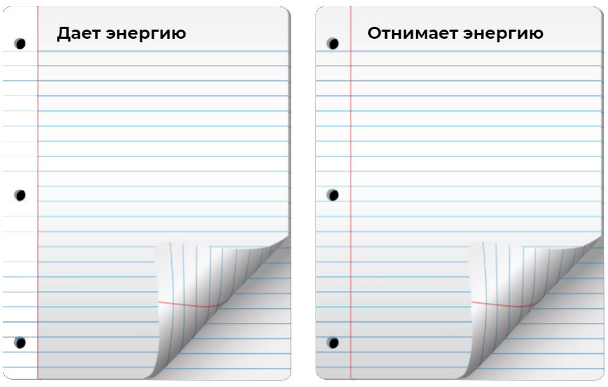 Составить список дел, которые отнимают и дают энергию