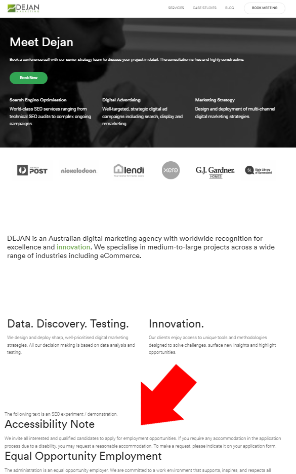 Контент вставили на главную страницу