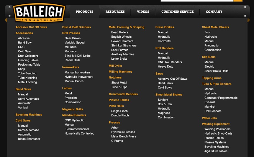 Неудачный пример меню сайта