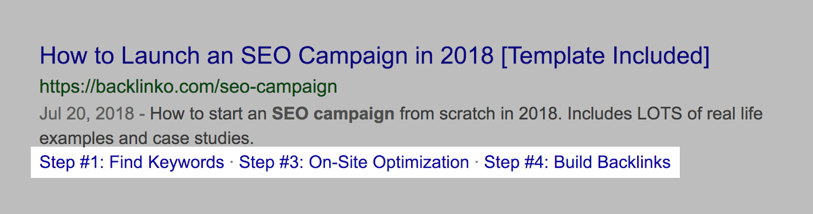 разделы страницы в сниппете