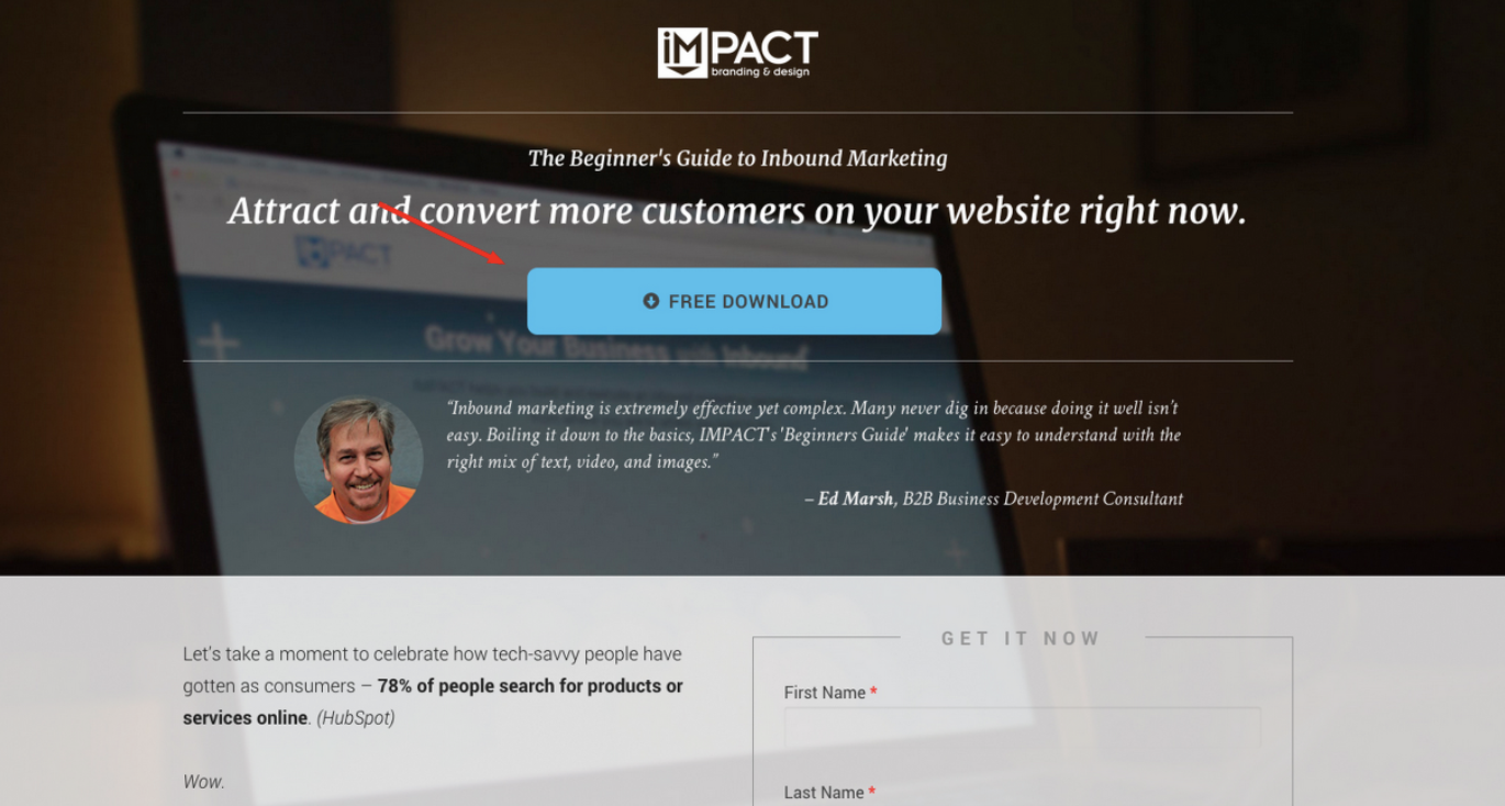 кнопка для скачивания на лендинге