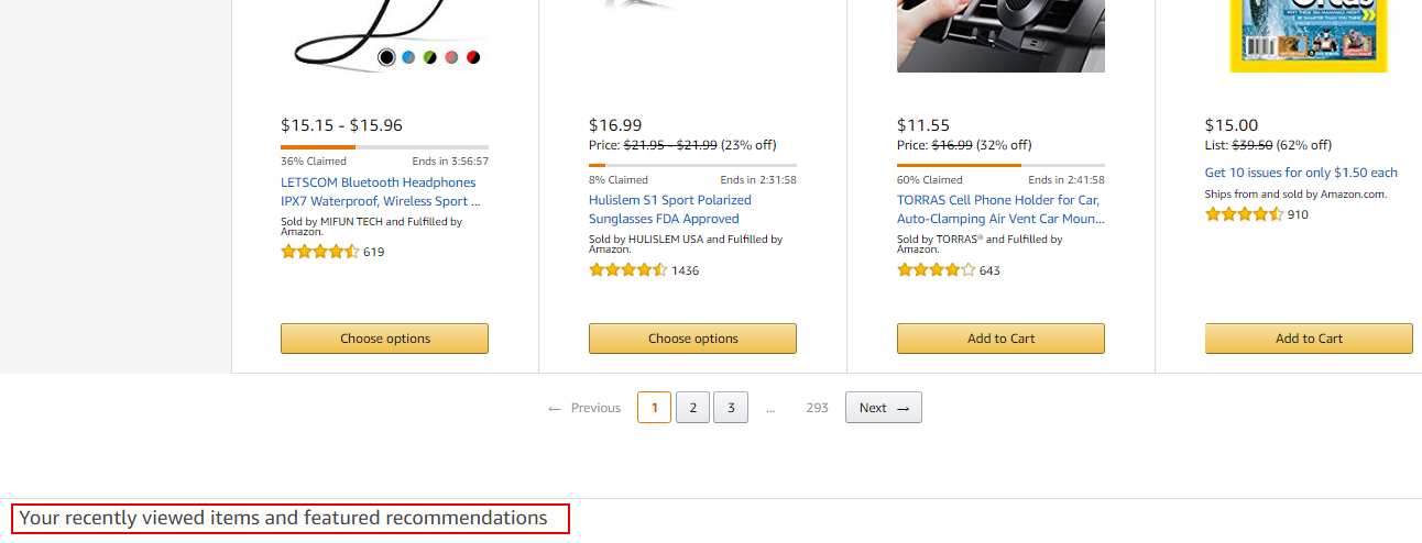 рекомендации товаров в амазоне