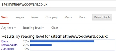 уровень чтения материала в google