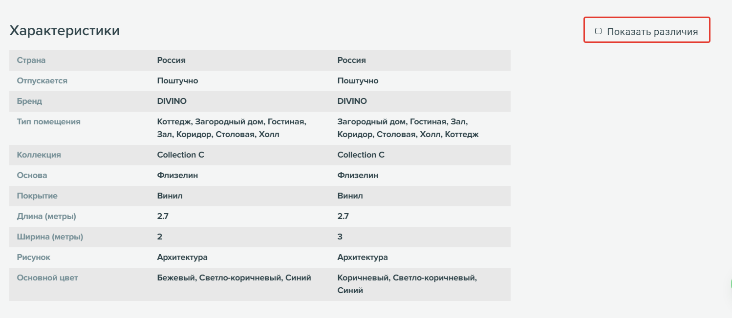 Сравнение товаров в интернет-магазине