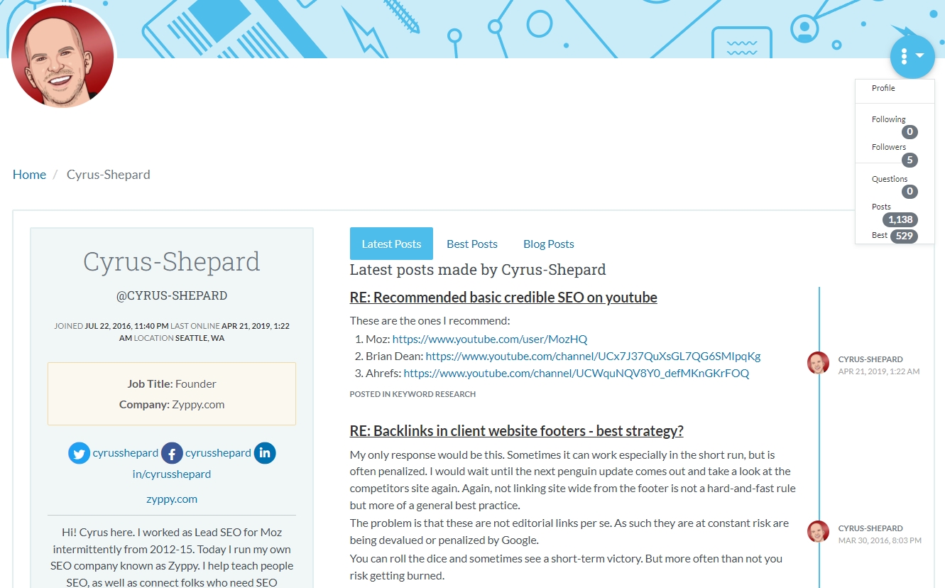 Страница эксперта на сайте