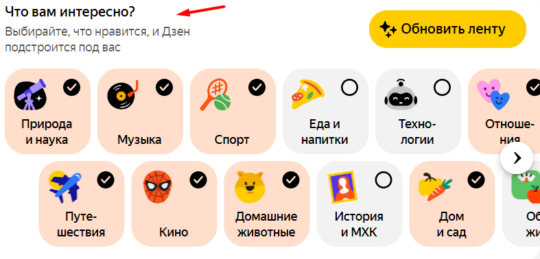 Категории на Дзене