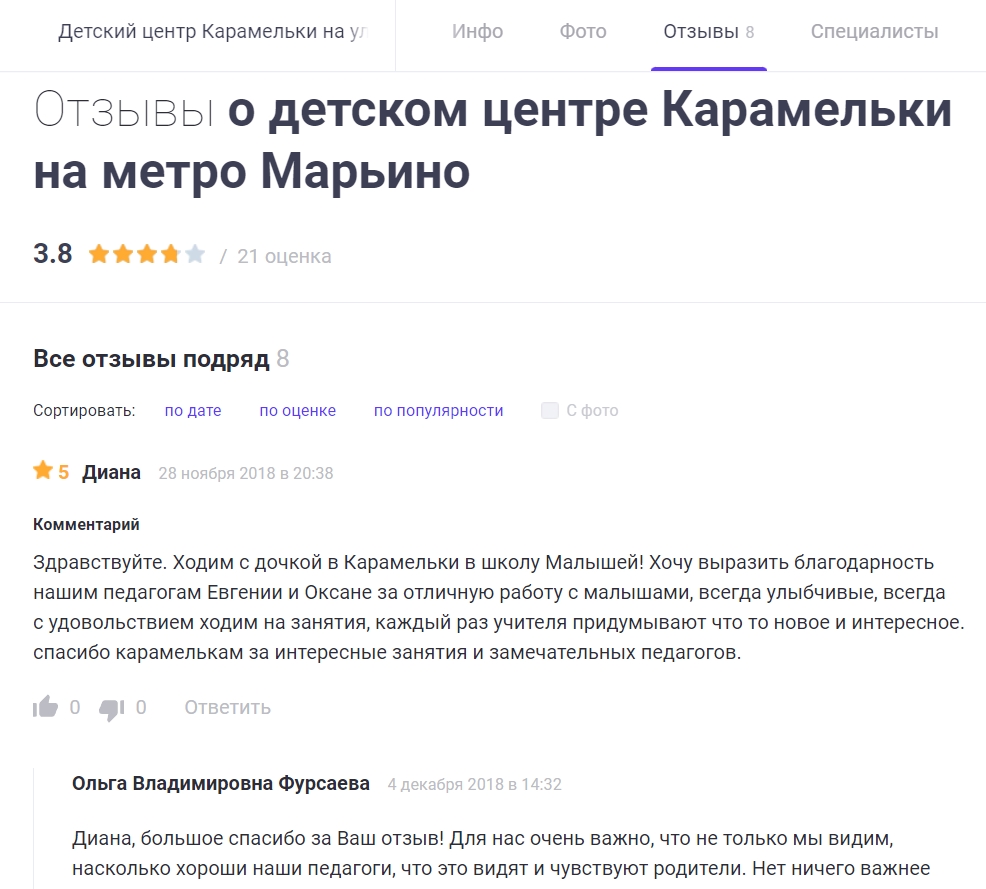 Обратная связь от клиентов на отзовиках