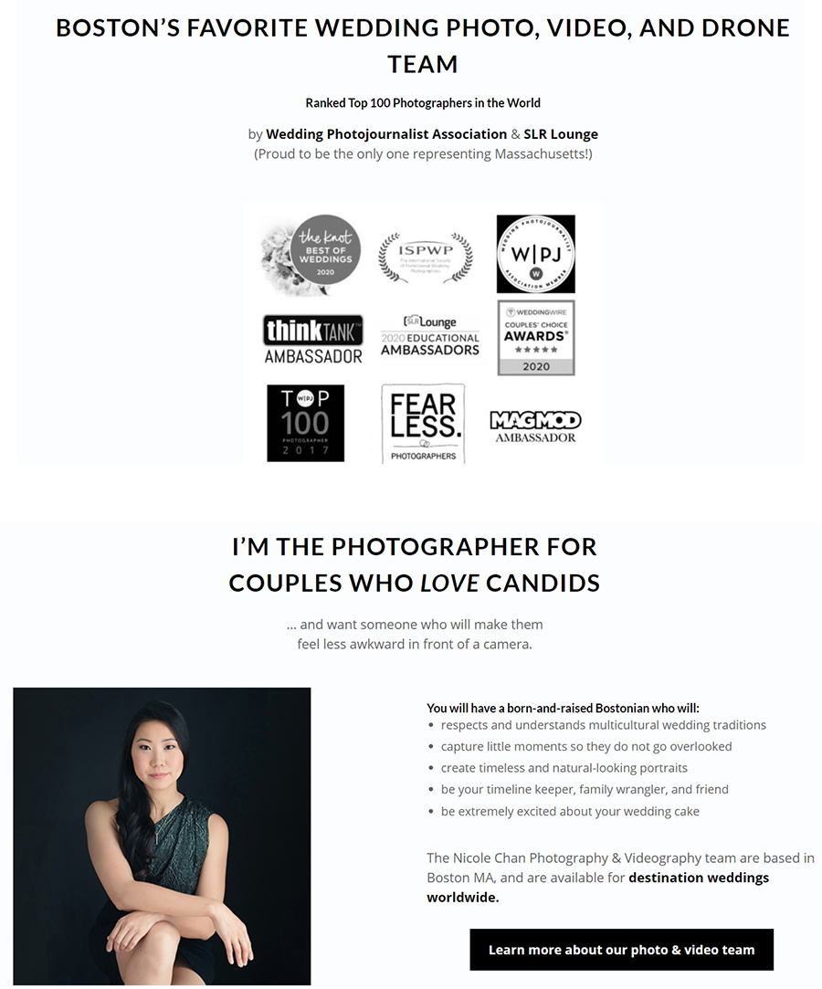 Текст о фотографе на сайте